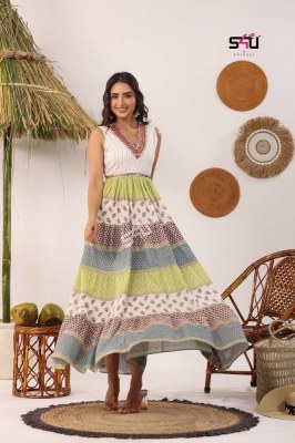 S4u Flairy Tales vol 09 pure cotton long gown designer Kurti catalogue wholesaler  kurtis catalogs