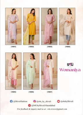 S4u new launch womaniya D n 1001 to 1007 series handwork Kurti pants with dupatta collection Kurti wholesaler  kurtis catalogs