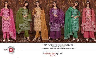 SITA by Triple A pure muslin lakhnavi unstitched salwar suit catalogue at affordable rate salwar kameez catalogs