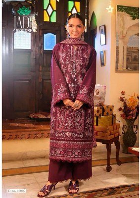 Saanvi Trends Jade Crimsons Vol 15 Pure Heavy Lawn Cotton Karachi Print Cembric Collection Top Bottom and Dupatta Wholesale kurtis catalogs