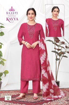 Saanvi Trends Kavya Vol 1 Premium Viscose Vitican Suit Set with Embroidered Kurti, Stitched Pant And Chanderi Butta Dupatta Wholesale kurtis catalogs