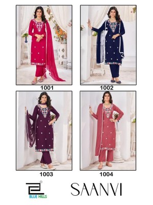 Saanvi by Blue hills reyon neck embroidered kurti pant and dupatta catalogue readymade suit catalogs