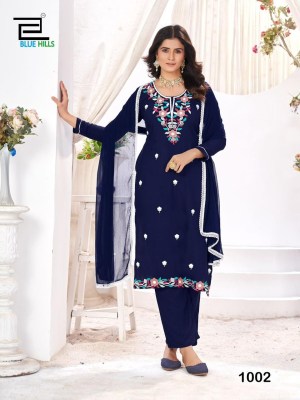 Saanvi by Blue hills reyon neck embroidered kurti pant and dupatta catalogue readymade suit catalogs