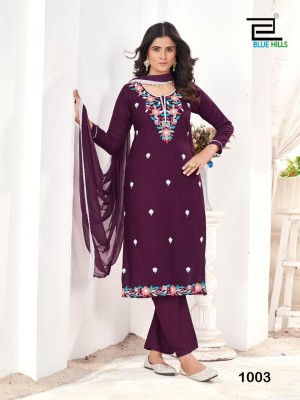 Saanvi by Blue hills reyon neck embroidered kurti pant and dupatta catalogue readymade suit catalogs