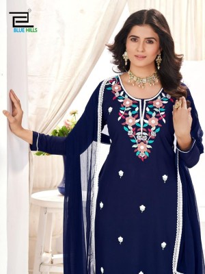 Saanvi by Blue hills reyon neck embroidered kurti pant and dupatta catalogue readymade suit catalogs