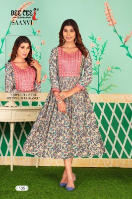 Saanvi by Deecee Flared Long embroidered neck kurti catalogue at amaviexpo kurtis catalogs