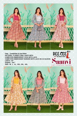 Saanvi by Deecee Flared Long embroidered neck kurti catalogue at amaviexpo kurtis catalogs