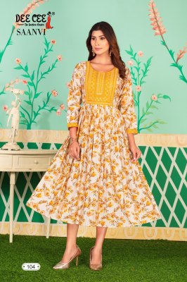 Saanvi by Deecee Flared Long embroidered neck kurti catalogue at amaviexpo kurtis catalogs