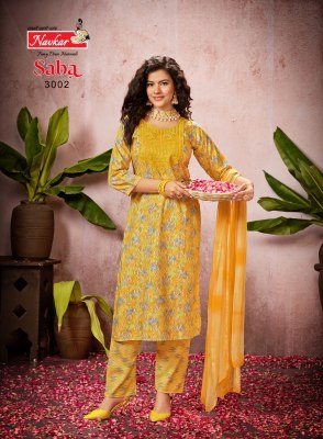 Saba vol 3 by Taniksh reyon foil printed fancy kurti pant and dupatta catalogue at low rate readymade suit catalogs