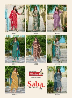 Saba vol 6 by Taniksh Reyon foil printed Kurti pant and dupatta collection readymade suit catalogs