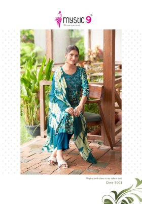 Sabri vol 3 by Mystic 9 premium Reyon foil printed Kurti pant and Dupatta catalogue at affordable rate  readymade suit catalogs