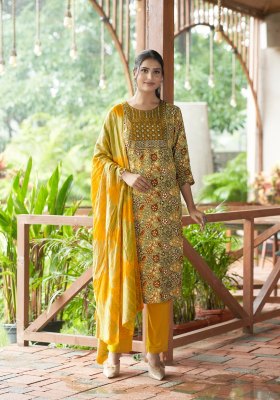 Sabri vol 3 by Mystic 9 premium Reyon foil printed Kurti pant and Dupatta catalogue at affordable rate  readymade suit catalogs