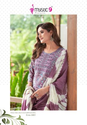 Sabri vol 3 by Mystic 9 premium Reyon foil printed Kurti pant and Dupatta catalogue at affordable rate  readymade suit catalogs