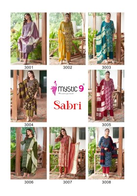 Sabri vol 3 by Mystic 9 premium Reyon foil printed Kurti pant and Dupatta catalogue at affordable rate  readymade suit catalogs