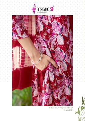 Sabri vol 3 by Mystic 9 premium Reyon foil printed Kurti pant and Dupatta catalogue at affordable rate  readymade suit catalogs