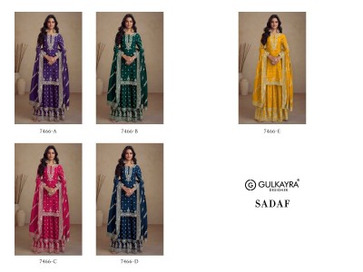 Sadaf by Gulkayra designer real chinon fancy embroidered sharara suit catalogue  readymade suit catalogs