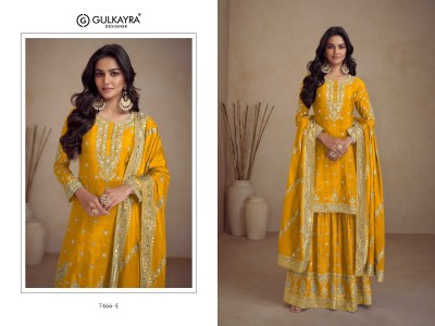 Sadaf by Gulkayra designer real chinon fancy embroidered sharara suit catalogue  readymade suit catalogs