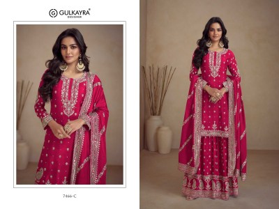 Sadaf by Gulkayra designer real chinon fancy embroidered sharara suit catalogue  readymade suit catalogs