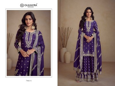 Sadaf by Gulkayra designer real chinon fancy embroidered sharara suit catalogue  readymade suit catalogs