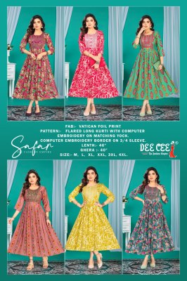 Safar by Deecee flared long foil printed kurti catalogue at affordable rate kurtis catalogs