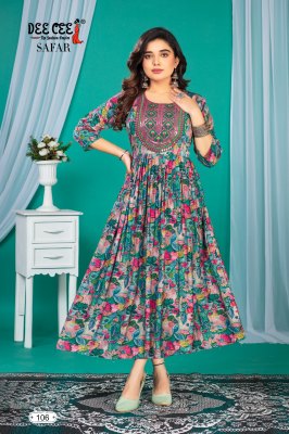 Safar by Deecee flared long foil printed kurti catalogue at affordable rate kurtis catalogs