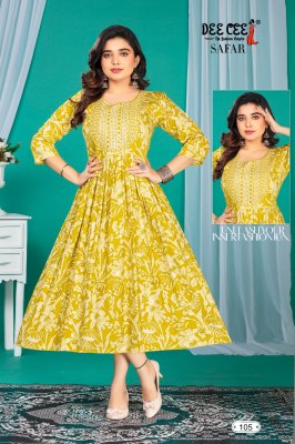 Safar by Deecee flared long foil printed kurti catalogue at affordable rate kurtis catalogs