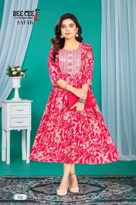 Safar by Deecee flared long foil printed kurti catalogue at affordable rate kurtis catalogs