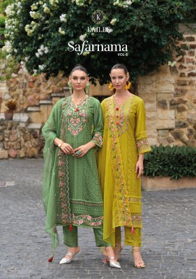 Safaranama vol 5 by Kailee fashion designer fancy thread work kurti pant and dupatta catalogue Kailee fashion