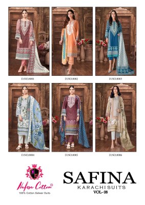 Safina karachi suit vol 8 by nafisha cotton digital printed unstitched salwar suit catalogue salwar kameez catalogs