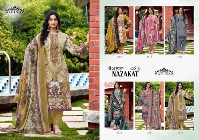 Safinaz Nazakat Unstitched  Premium Soft Cotton Pakistani Print And Fancy Self Embroidery Wholesale dress material catalogs