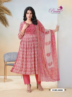 Saheli by Paavi heavy portion printed flared kurti pant and dupatta catalogue readymade suit catalogs