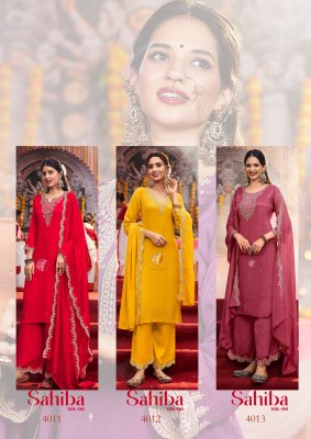 Sahiba vol 6 by Anju fabric chinon beautiful embroidered readymade suit collection readymade suit catalogs