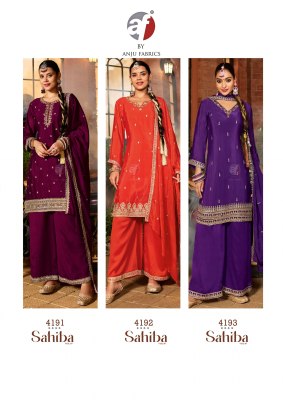 Sahiba vol 7 by Anju Fabric Pure Chinon Short Kurti Palazzo with Dupatta catalogue at low rate readymade suit catalogs