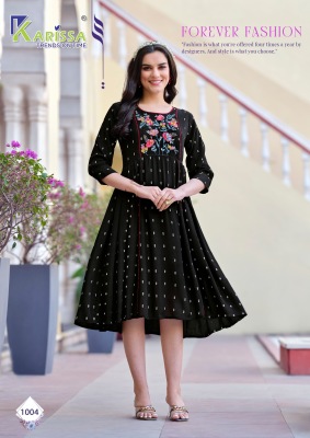 Sairaa by Karissa reyon wrinkle embroidered work kurti catalogue at affordable rate kurtis catalogs