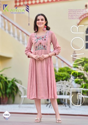 Sairaa by Karissa reyon wrinkle embroidered work kurti catalogue at affordable rate kurtis catalogs