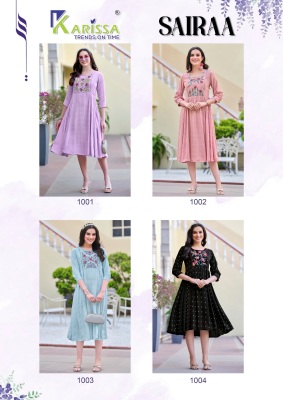 Sairaa by Karissa reyon wrinkle embroidered work kurti catalogue at affordable rate kurtis catalogs