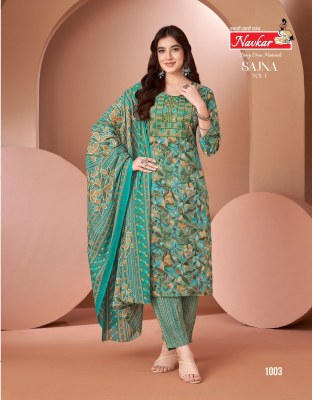 Sajna vol 1 by Navkar Cotton Cambric Printed Kurti pant and dupatta catalogue at low rate kurti pant with dupatta Catalogs