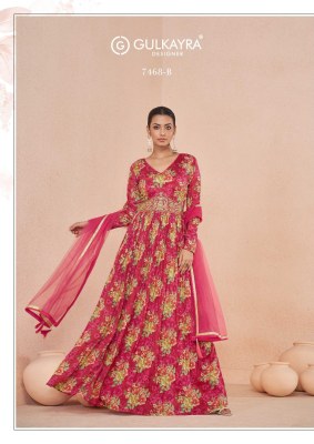 7468 B by Gulkayra designer elegance printed long gown catalogue  wholesale catalogs