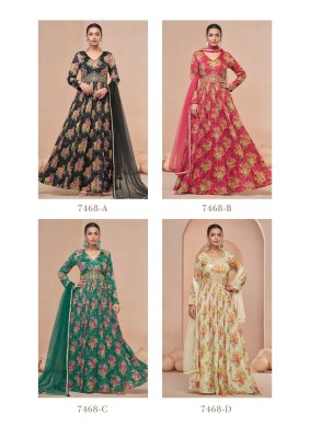 7468 B by Gulkayra designer elegance printed long gown catalogue  gown catalogs