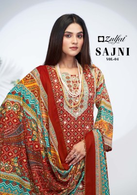 Sajni vol 4 by Zulfat Pure Jam cotton exclusive unstitched dress material collection wholesale catalogs