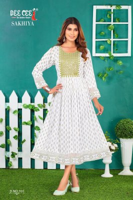 Sakhiya by Deecee reyon plain screen printed kurti catalogue at affordable rate Dee cee