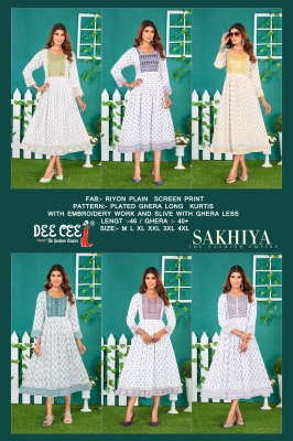 Sakhiya by Deecee reyon plain screen printed kurti catalogue at affordable rate kurtis catalogs