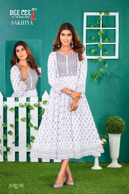 Sakhiya by Deecee reyon plain screen printed kurti catalogue at affordable rate kurtis catalogs