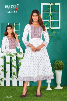 Sakhiya by Deecee reyon plain screen printed kurti catalogue at affordable rate kurtis catalogs