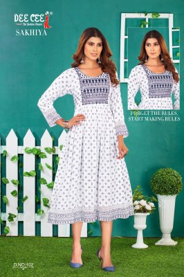 Sakhiya by Deecee reyon plain screen printed kurti catalogue at affordable rate kurtis catalogs