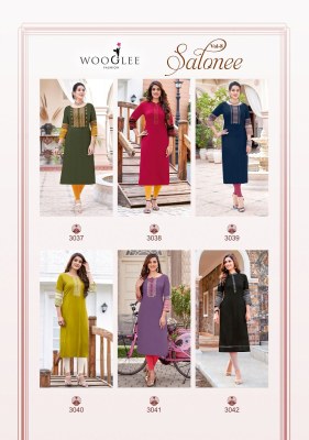 Salonee vol 8 by Wooglee Heavy reyon Thread work straight kurti collection with low rate kurtis catalogs