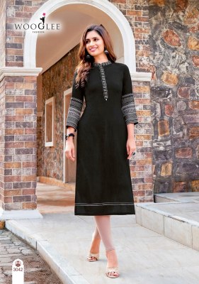 Salonee vol 8 by Wooglee Heavy reyon Thread work straight kurti collection with low rate kurtis catalogs