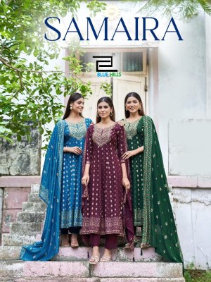 Samaira by Blue Hills HEavy Chanderi Foil Printed Anarkali Suit Catalogue At Affordable rate wholesale catalogs