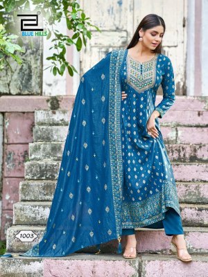 Samaira by Blue Hills HEavy Chanderi Foil Printed Anarkali Suit Catalogue At Affordable rate readymade suit catalogs