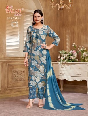 Samantha Vol 5 by Balaji heavy capsule reyon foil printed readymade suit collection readymade suit catalogs